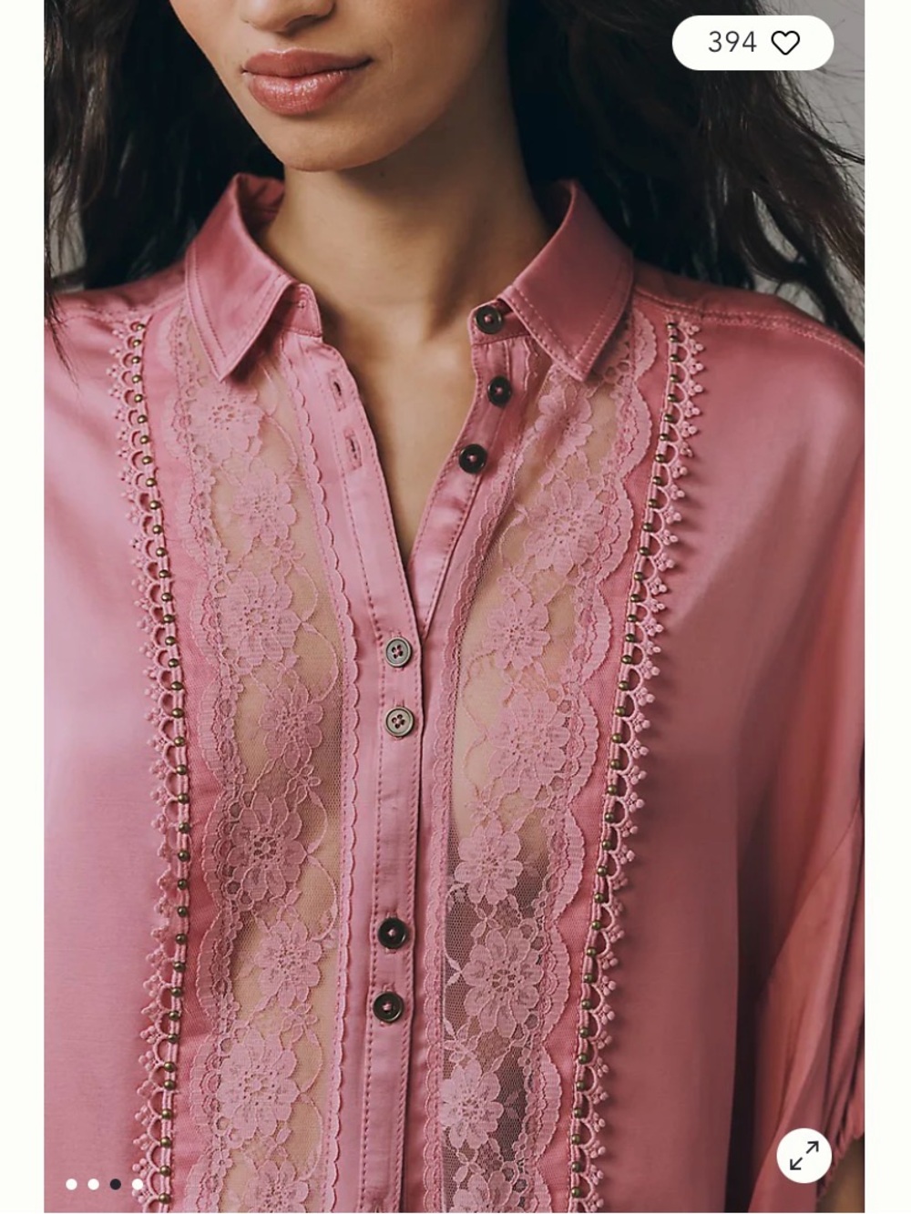 NWT Anthropologie Mauve Pink Lace Batwing Blouse M - Picture 2 of 11